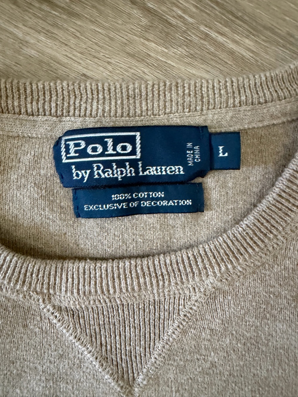 Polo by Ralph Lauren Crewneck Sweater - Light Beige with Green Pony - Picture 4 of 4